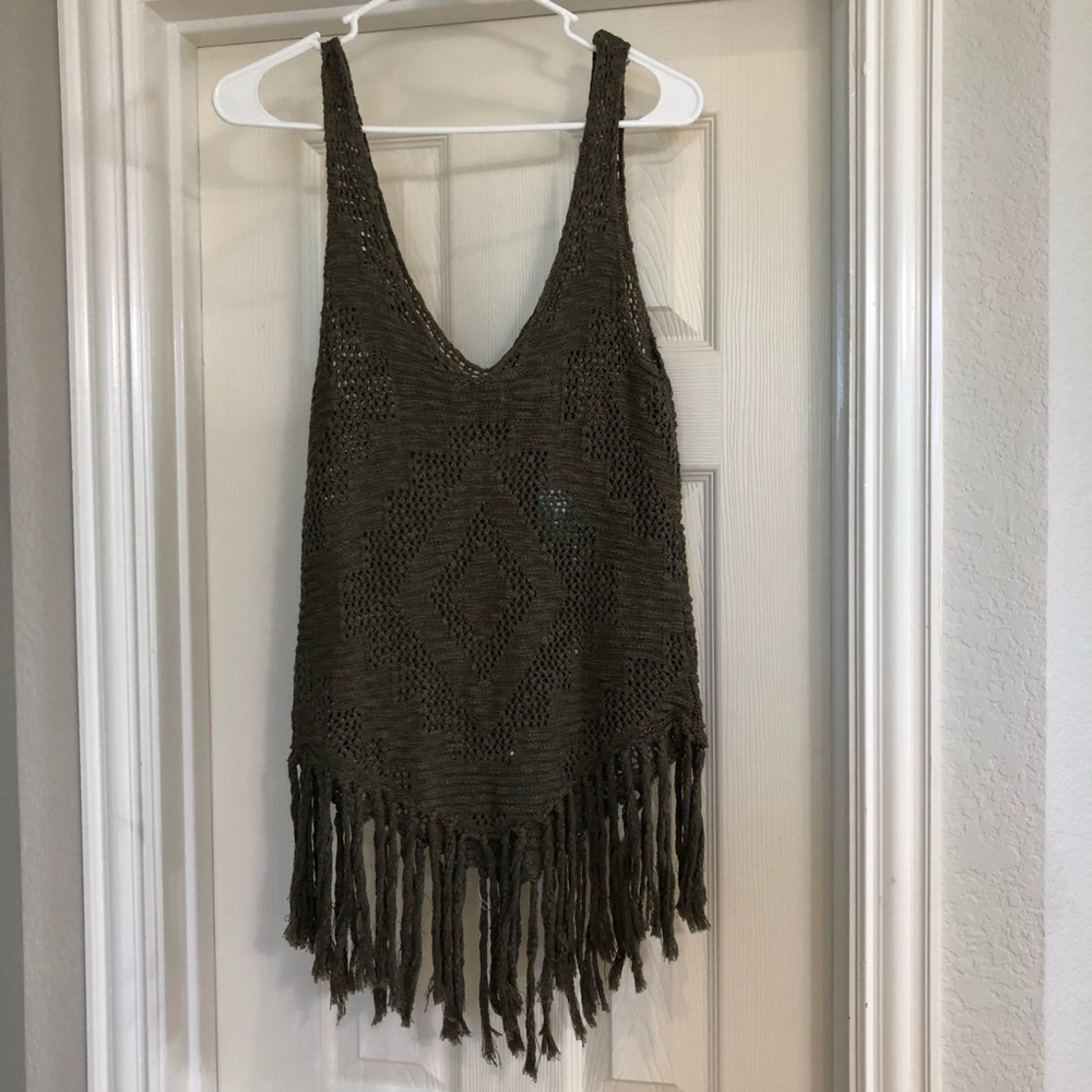 Olive crochet tank top